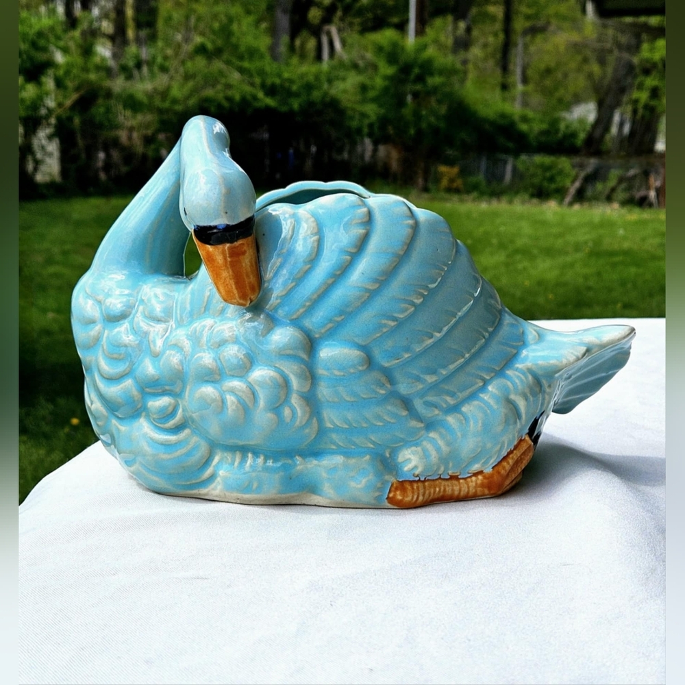 Vintage Swan Ceramic Planter Vase Marked Made in Japan Mid-Century Modern MCM